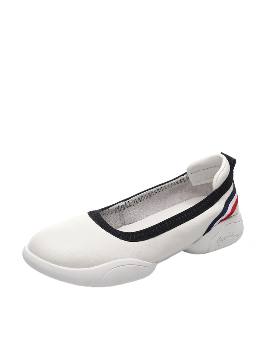 Summer Leather Soft Spliced Flat Shoes Ui1018