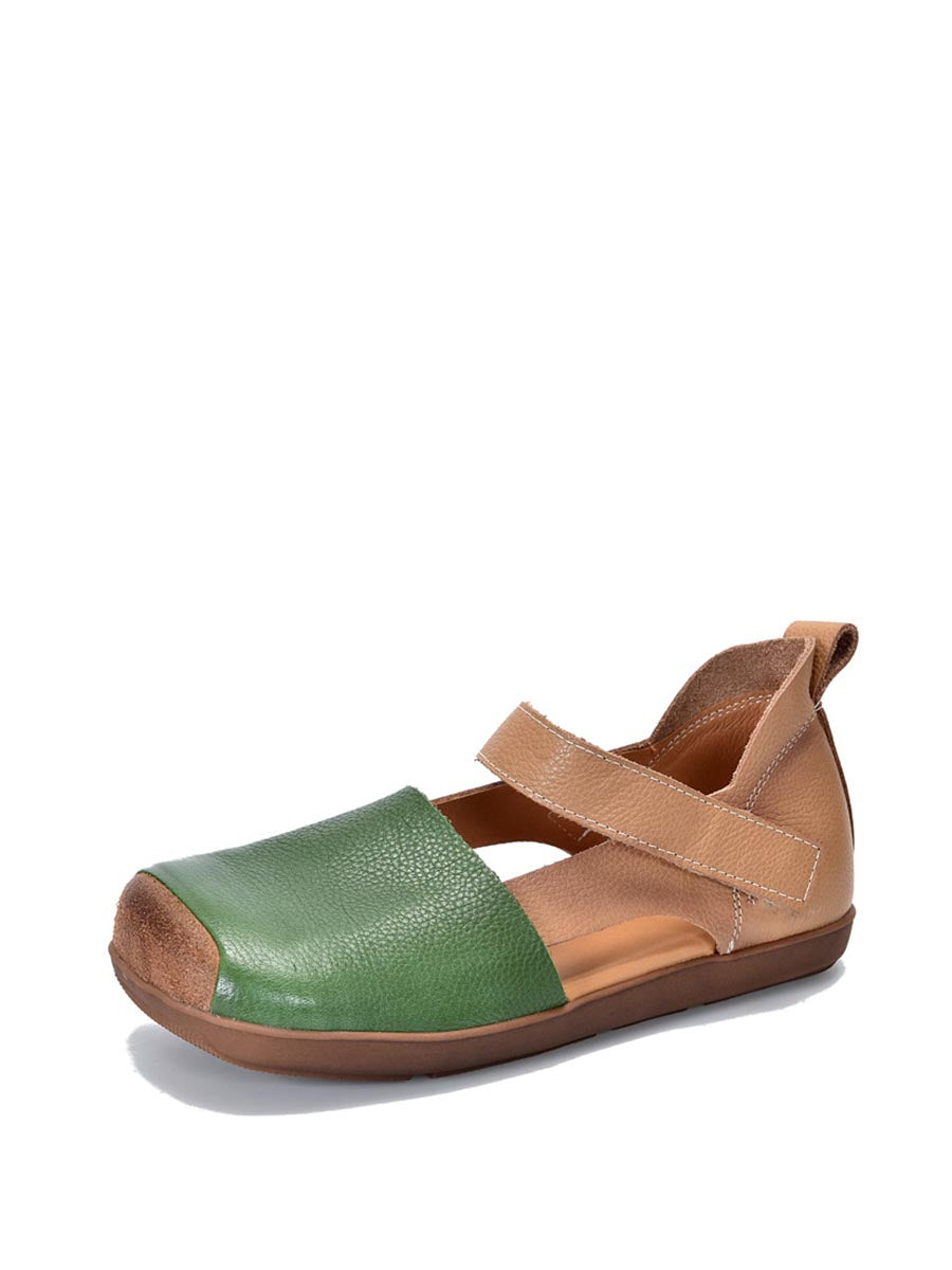 Summer Leather Colorblock Flat Shoes Xx1023