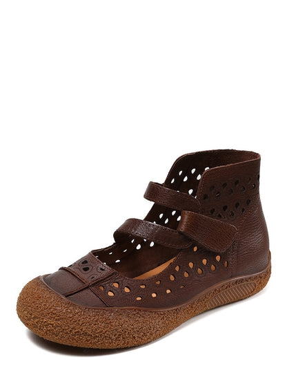 Summer Cutout Leather Flat Sandals Sc1007