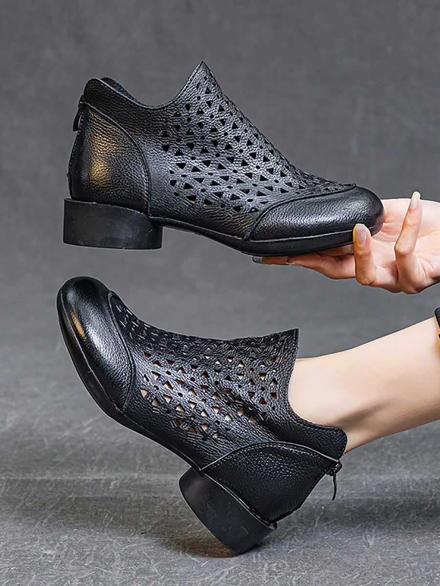 Summer Leather Soft Cutout Boots Ui1029