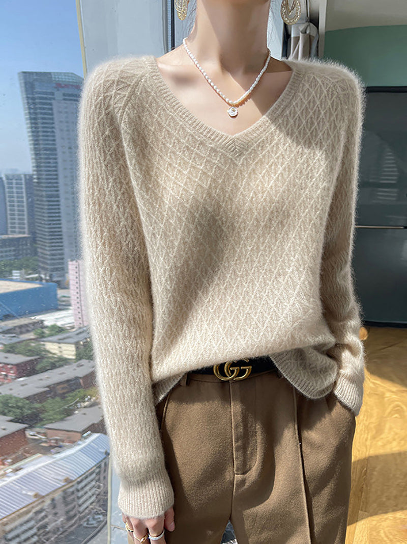 Autumn Cashmere Knit V-neck Sweater Ak1040