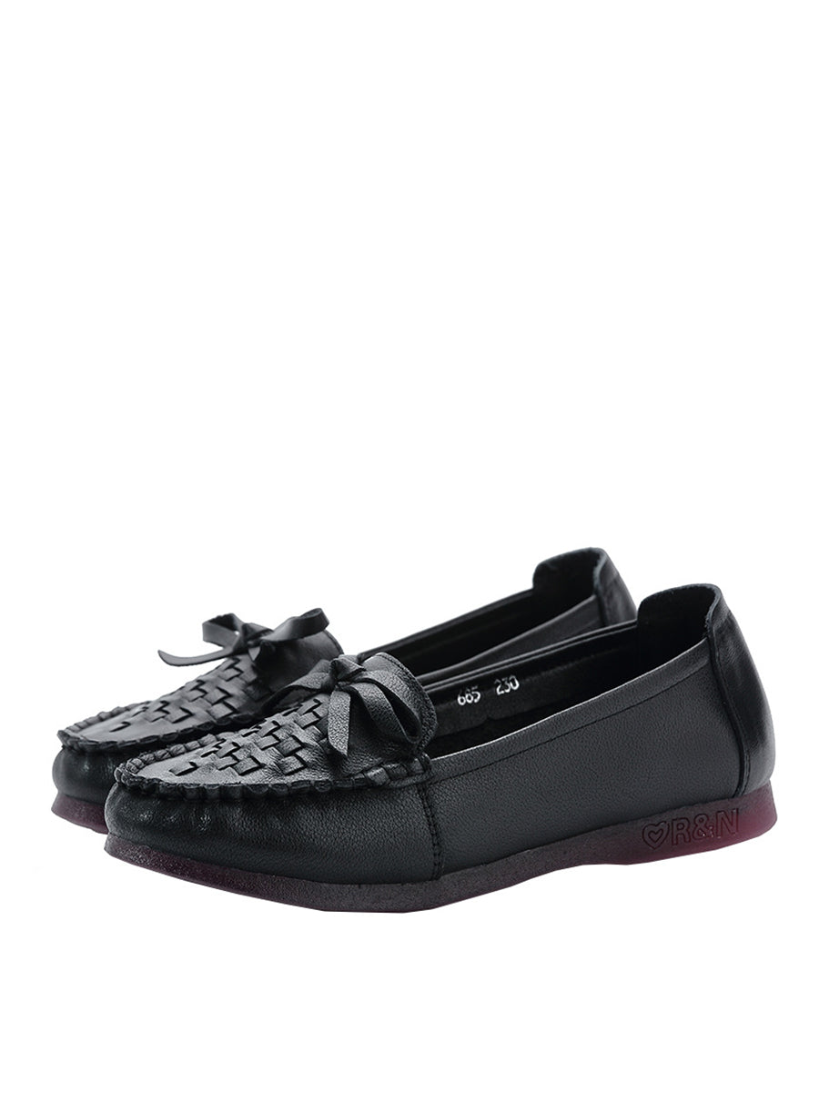 Summer Soft Leather Weave Flat Shoes Fg1019