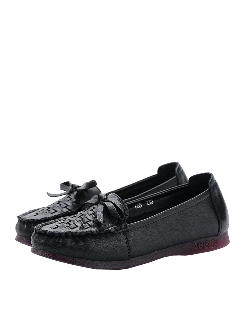 Summer Soft Leather Weave Flat Shoes Fg1019