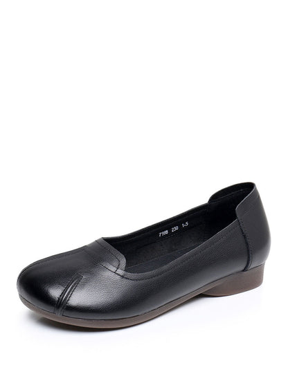 Summer Commute Leather Spliced Low Heel Shoes As1006