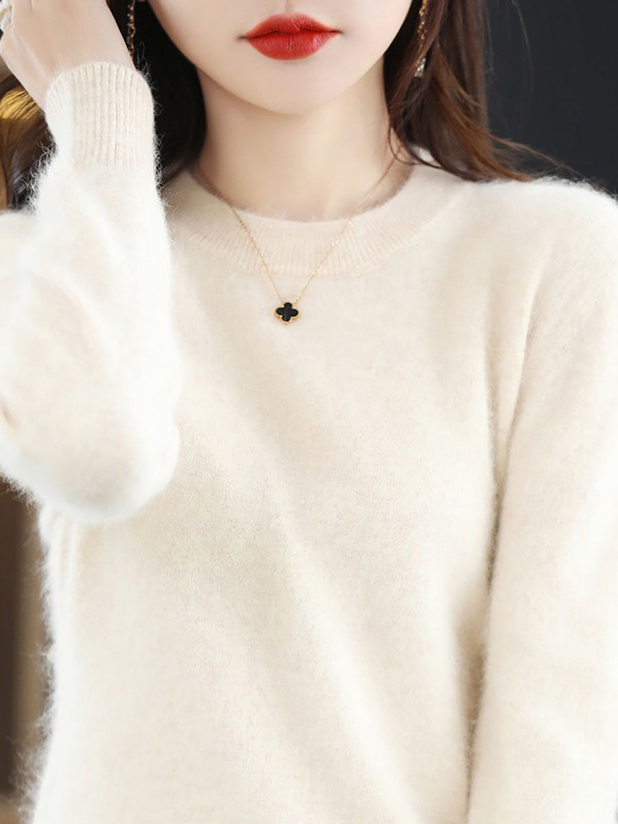 Autumn O-neck Soft 100%wool Sweater Qu030