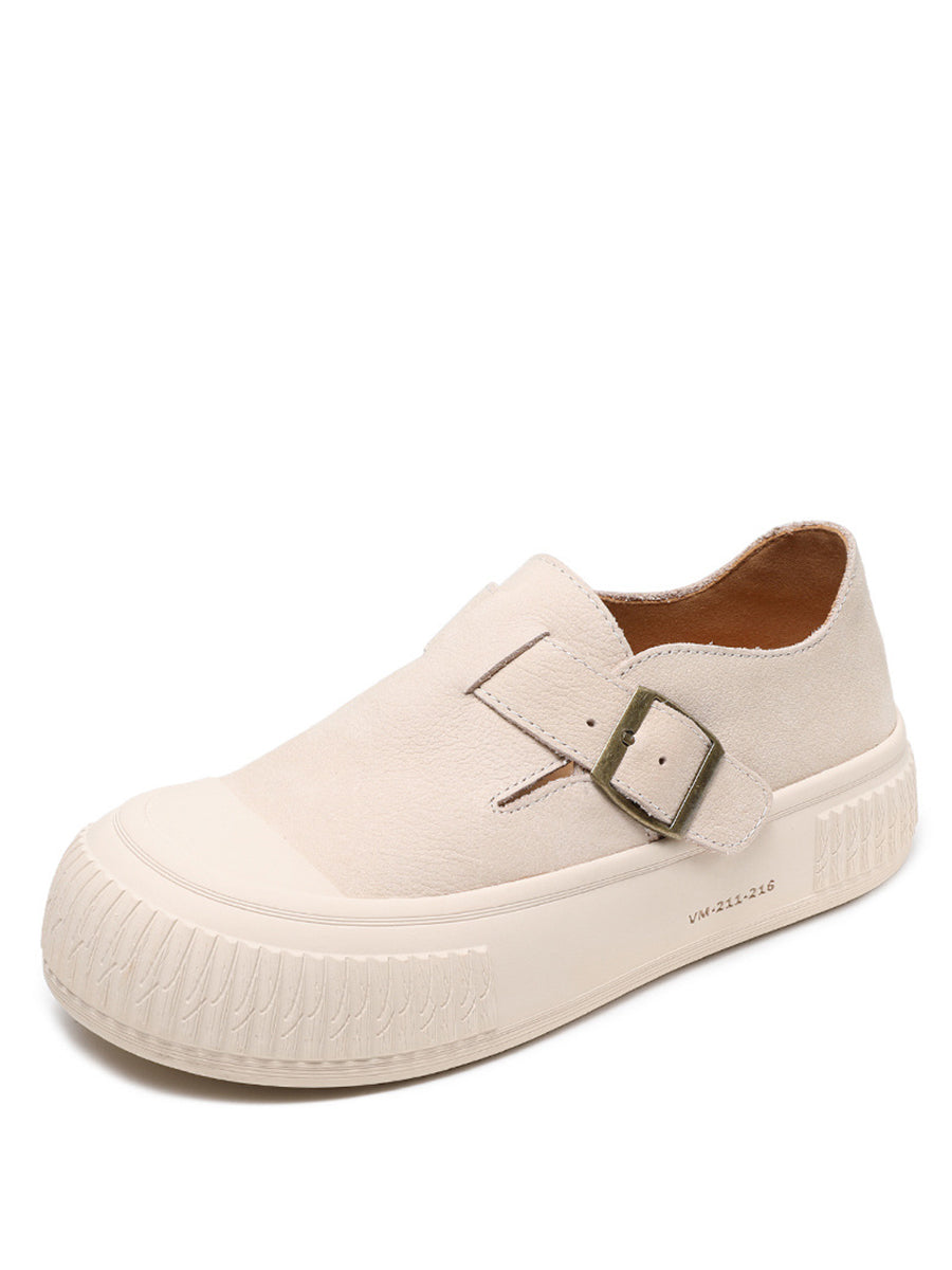 Leather Platform Flat Shoes Fg1027
