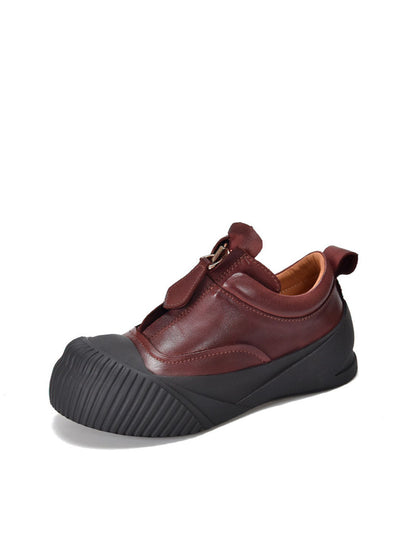 Genuine Leather Zipper Platform Shoes Wg035