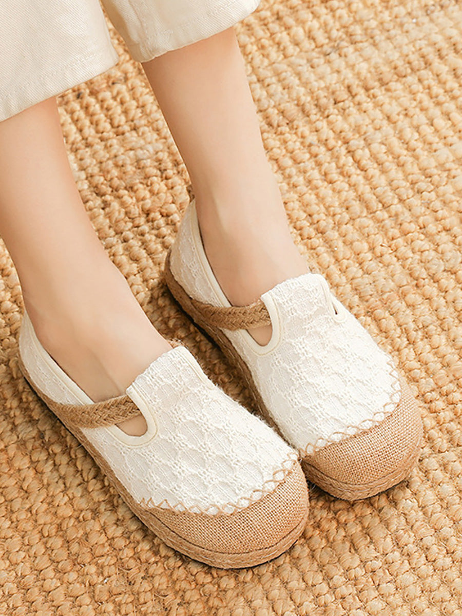 Summer Linen Cotton Flat Shoes Pa1027