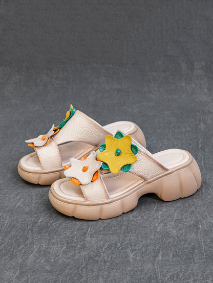 Summer Leather Spliced Star Platform Sandal Ty1033