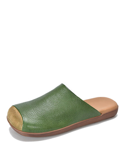 Summer Artsy Colorblock Leather Slippers Xx1011