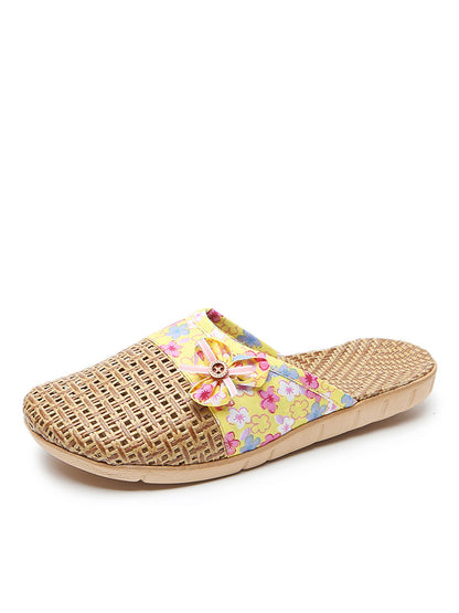 Summer Bamboo Weaving Spliced Slippers Fg1022