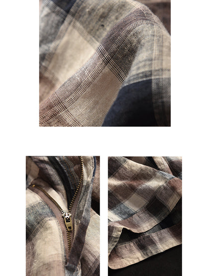 Summer Plaid Linen Wide-leg Pants Pp1028