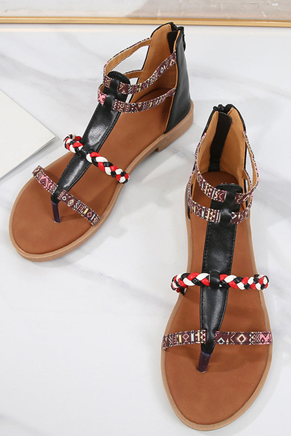 Style Patchwork Flat Sandals