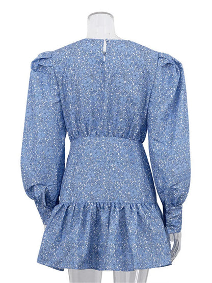Printed Long Sleeve Pleated Skirts for Patchwork Party Dress Pleated Slim Y2k Mini Dress