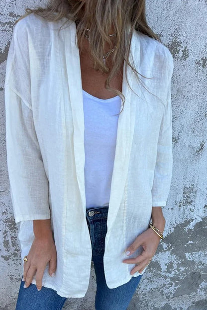 Color Long Sleeve Loose Pocket Cardigan