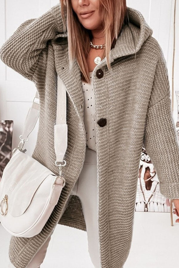 Hooded Knitwear Hood Collar Temperament Commuting Loose Cardigan Sweater