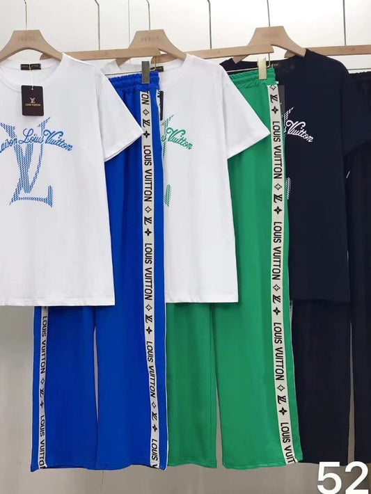Print L V T Shirt & Pants Coord Set