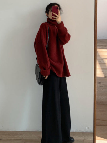 Original Red Turtle Neck Long Sleeves Sweater Qx020