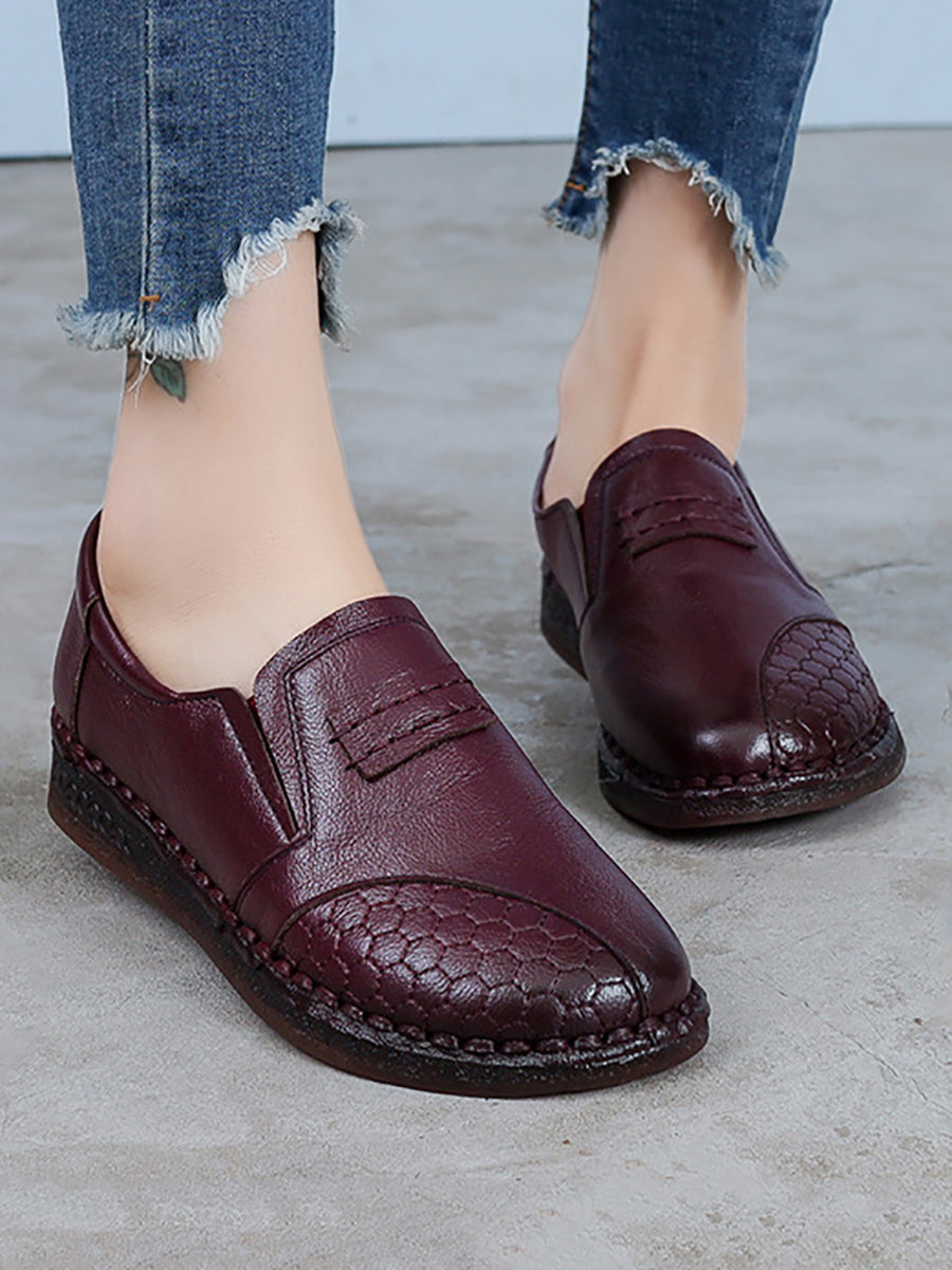 Summer Leather Spliced Low Heel Shoes As1010