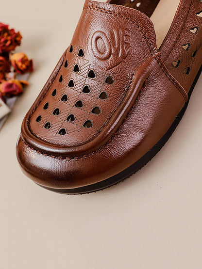 Summer Cutout Genuine Leather Shoes Oo1020