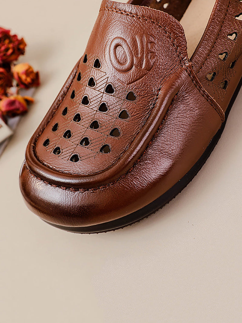 Summer Cutout Genuine Leather Shoes Oo1020