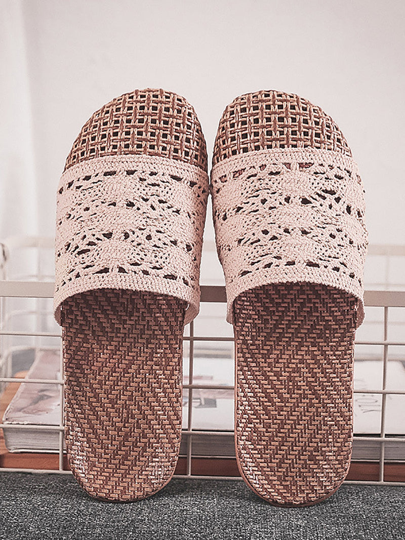 Summer Rattan Weaving Indoor Slippers Zz1011