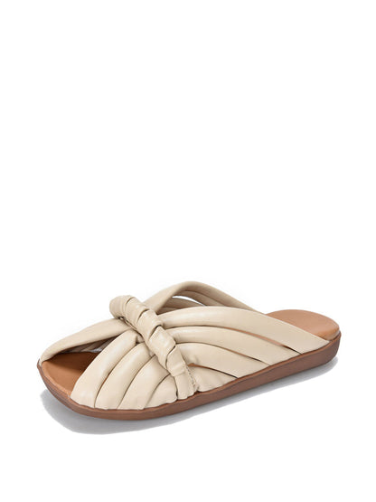 Summer Leahter Weave Flat Slippers Ui1022