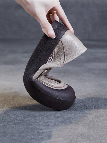 Summer Leather Cutout Flat Shoes Pp1030