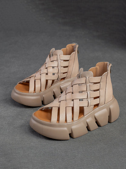 Summer Leather Weave Platform Sandals As1016