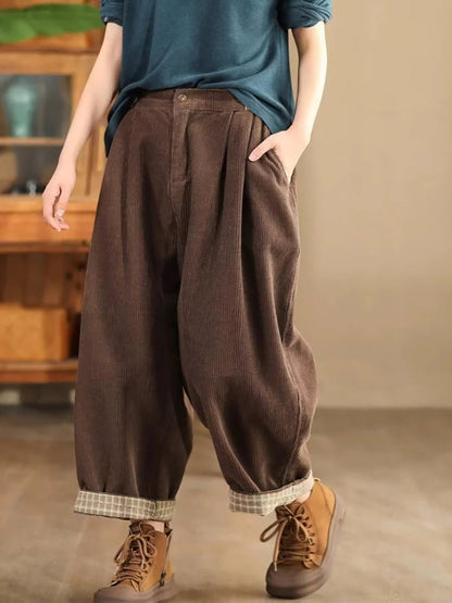Autumn Corduroy Harem Pants Qu026