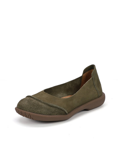 Summer Retro Leather Spliced Flat Shoes Ty1031