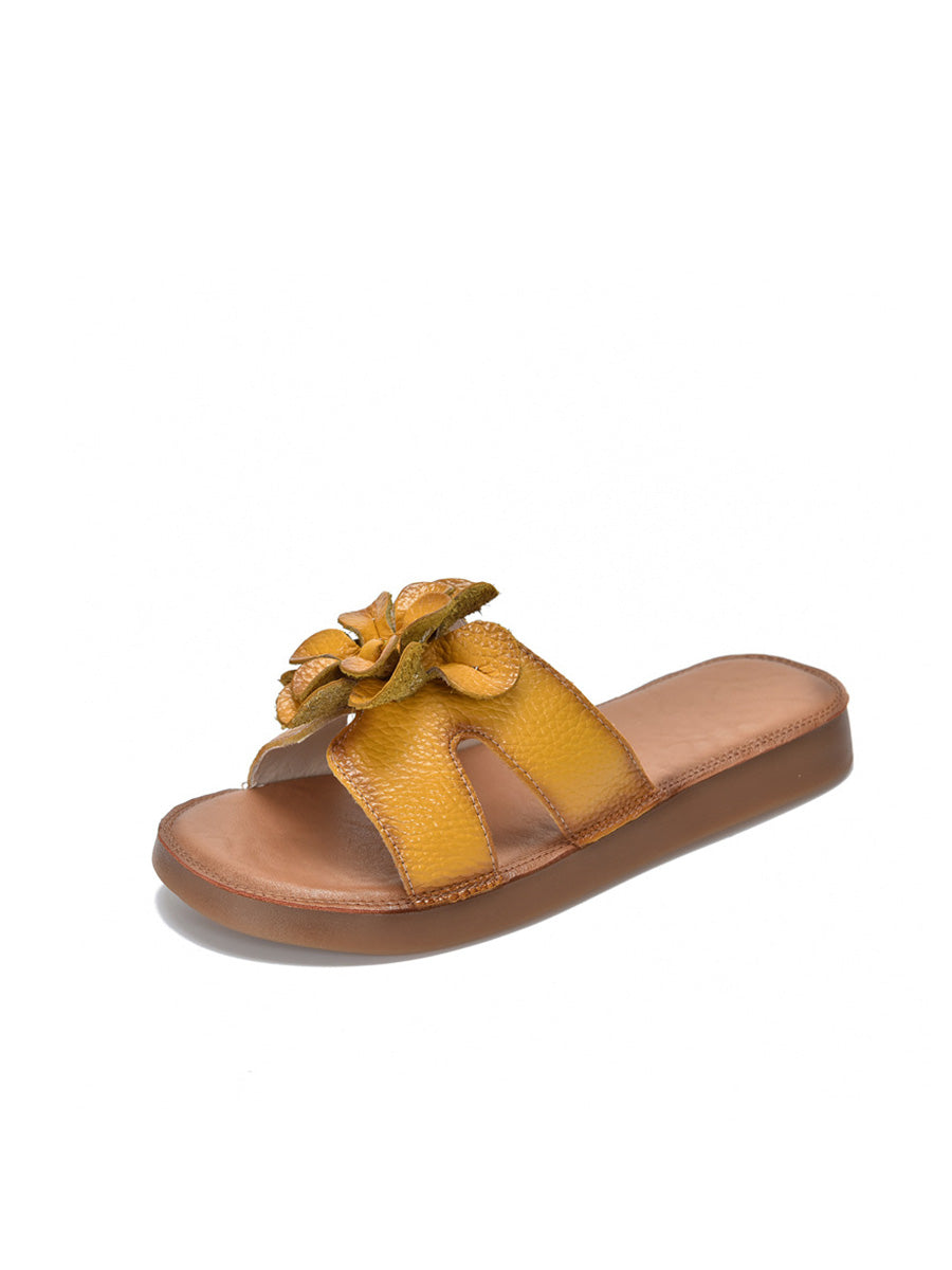 Slippers Genuine Flower Leather