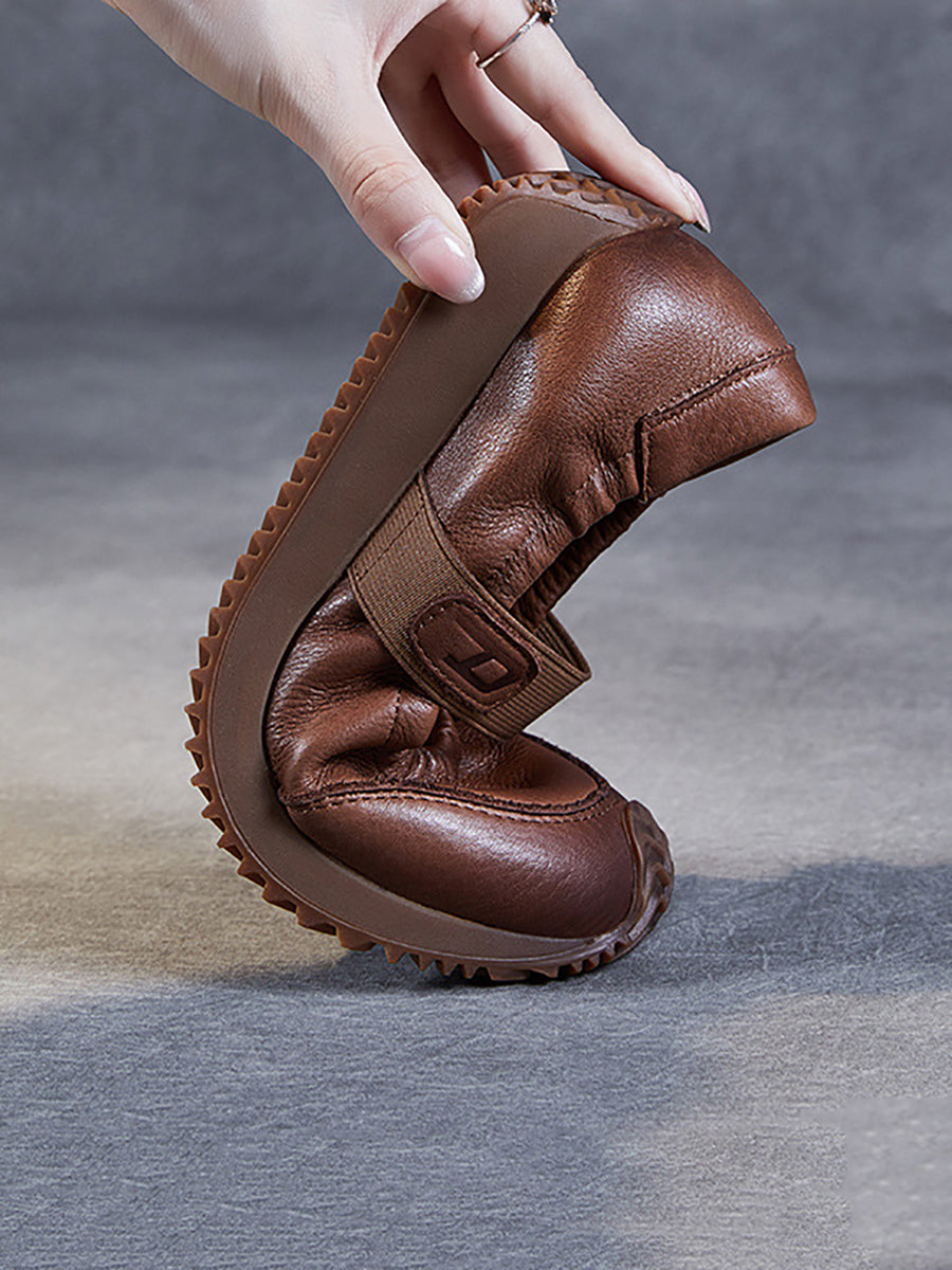 Summer Retro Leather Platform Shoes Sc1025