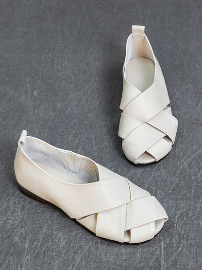 Summer Soft Leather Spliced Low-heel Shoes Cv1035