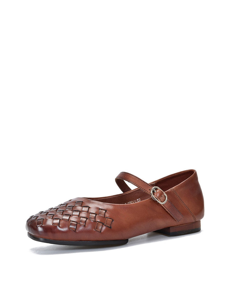 Summer Leather Weave Low-heel Shoes Ll004
