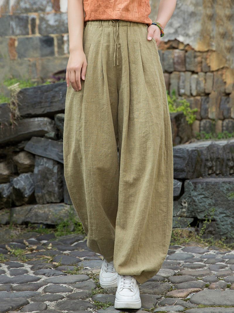 Pure Ramie Straight Worn Color Summer Pants