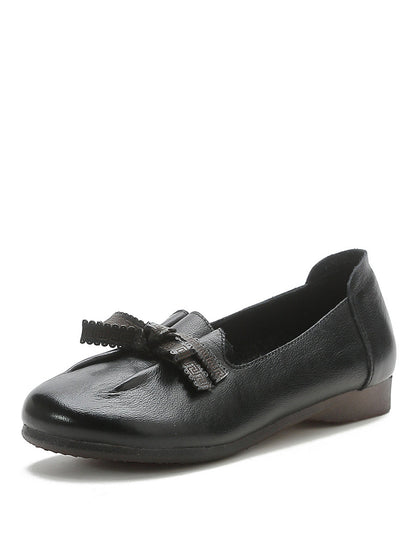 Summer Bowknot Spliced Leather Shoes Rr1049