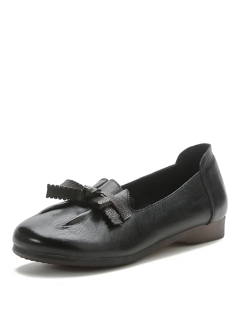 Summer Bowknot Spliced Leather Shoes Rr1049