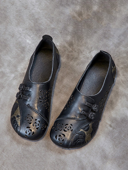 Colorblock Cutout Leather Low Heel Shoes Xx1048
