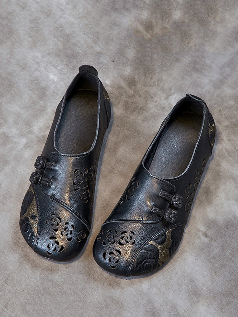 Colorblock Cutout Leather Low Heel Shoes Xx1048