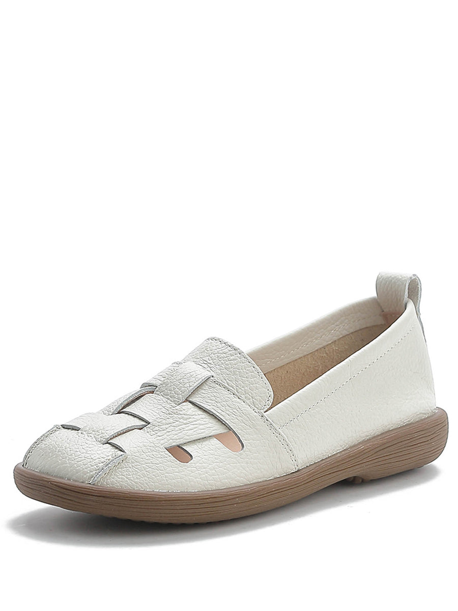 Summer Leather Soft Weave Flat Shoes As1018