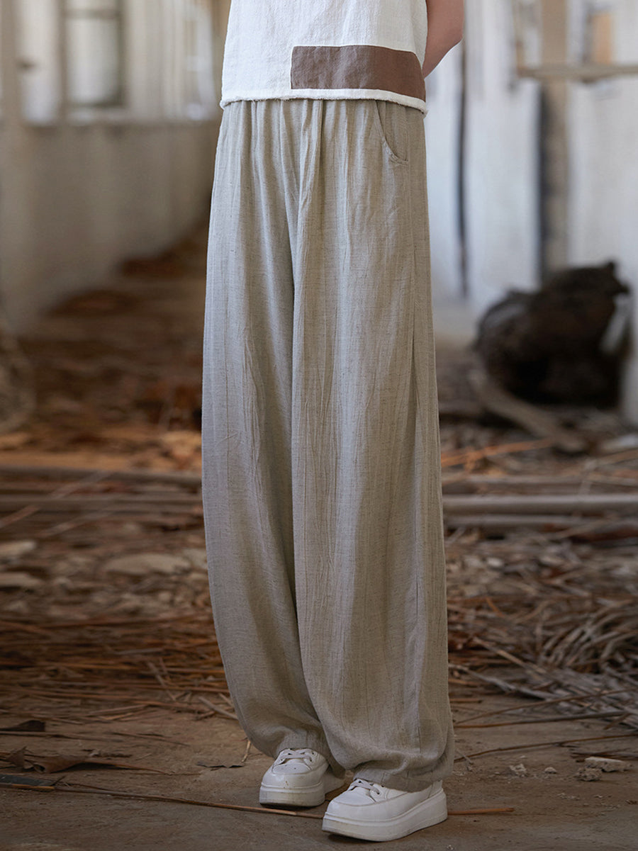 Summer Tie-dye Straight-leg Linen Pants Cv1013