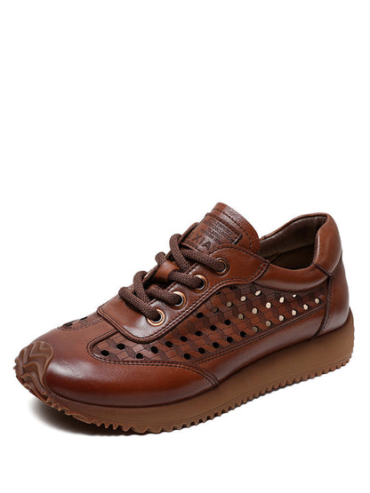 Summer Genuine Leather Cutout Platform Shoes Cv1034