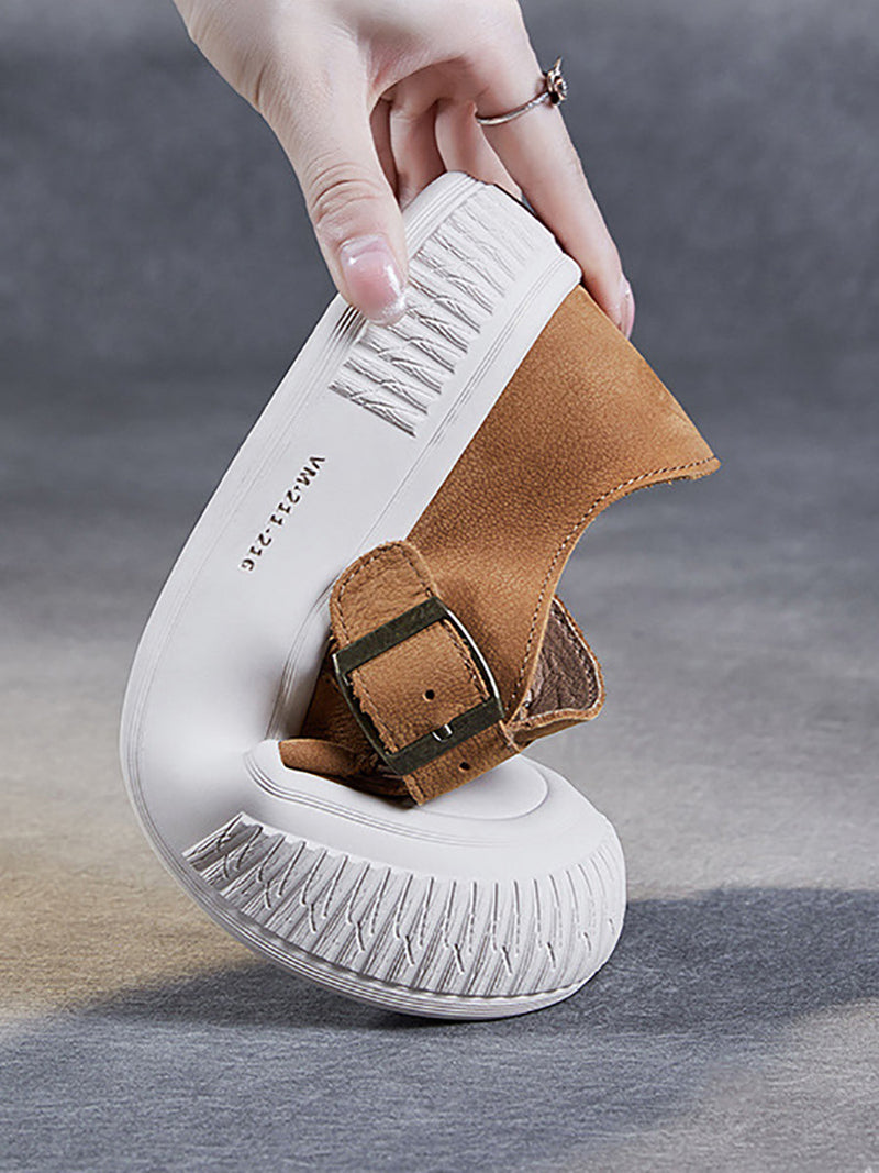 Leather Platform Flat Shoes Fg1027