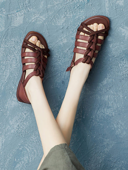 Summer Leather Spliced Rope Sandals Ui1012