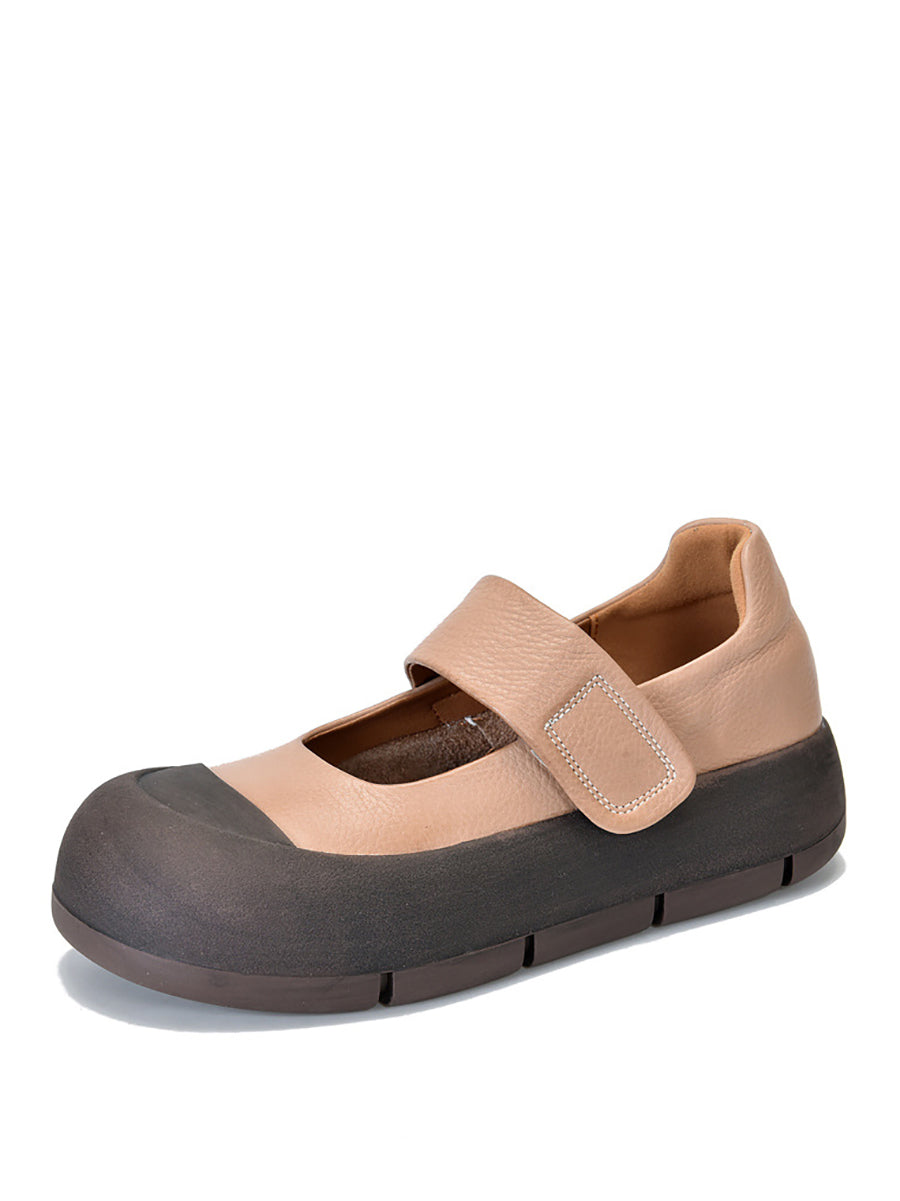 Summer Leather Colorblock Flat Shoes Cv1012