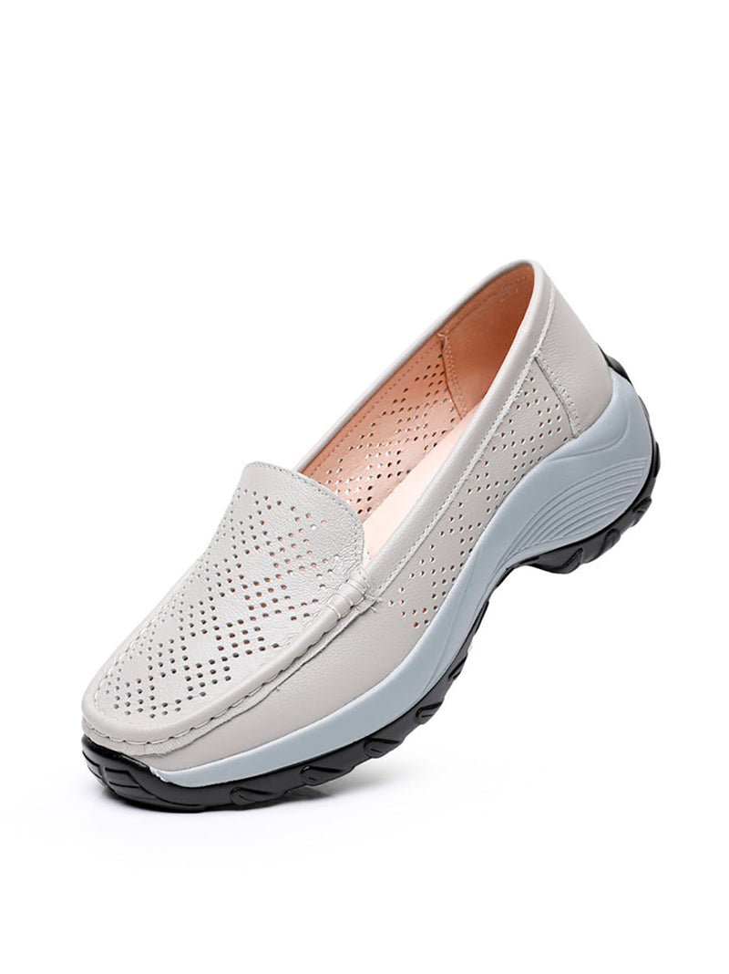Summer Leather Cutout Platform Shoes Sc1039