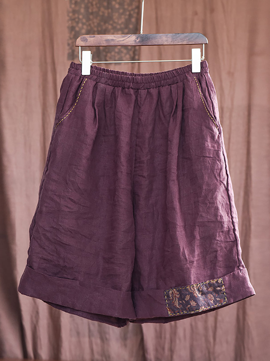 Patch Stitching Loose Short Pants Hh052
