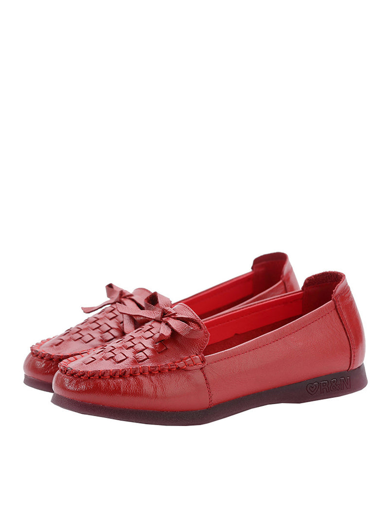 Summer Soft Leather Weave Flat Shoes Fg1019