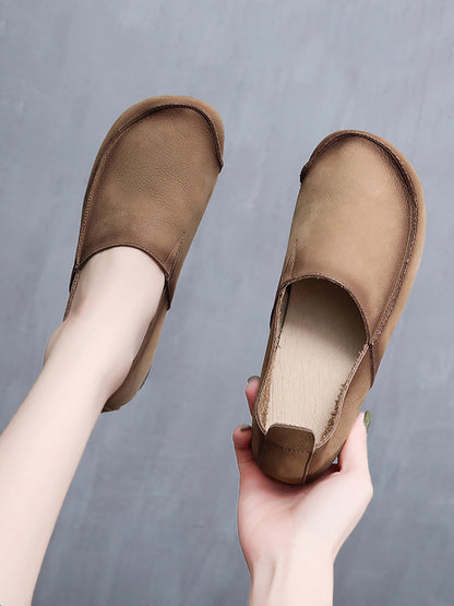 Leather Retro Summer Falt Shoes